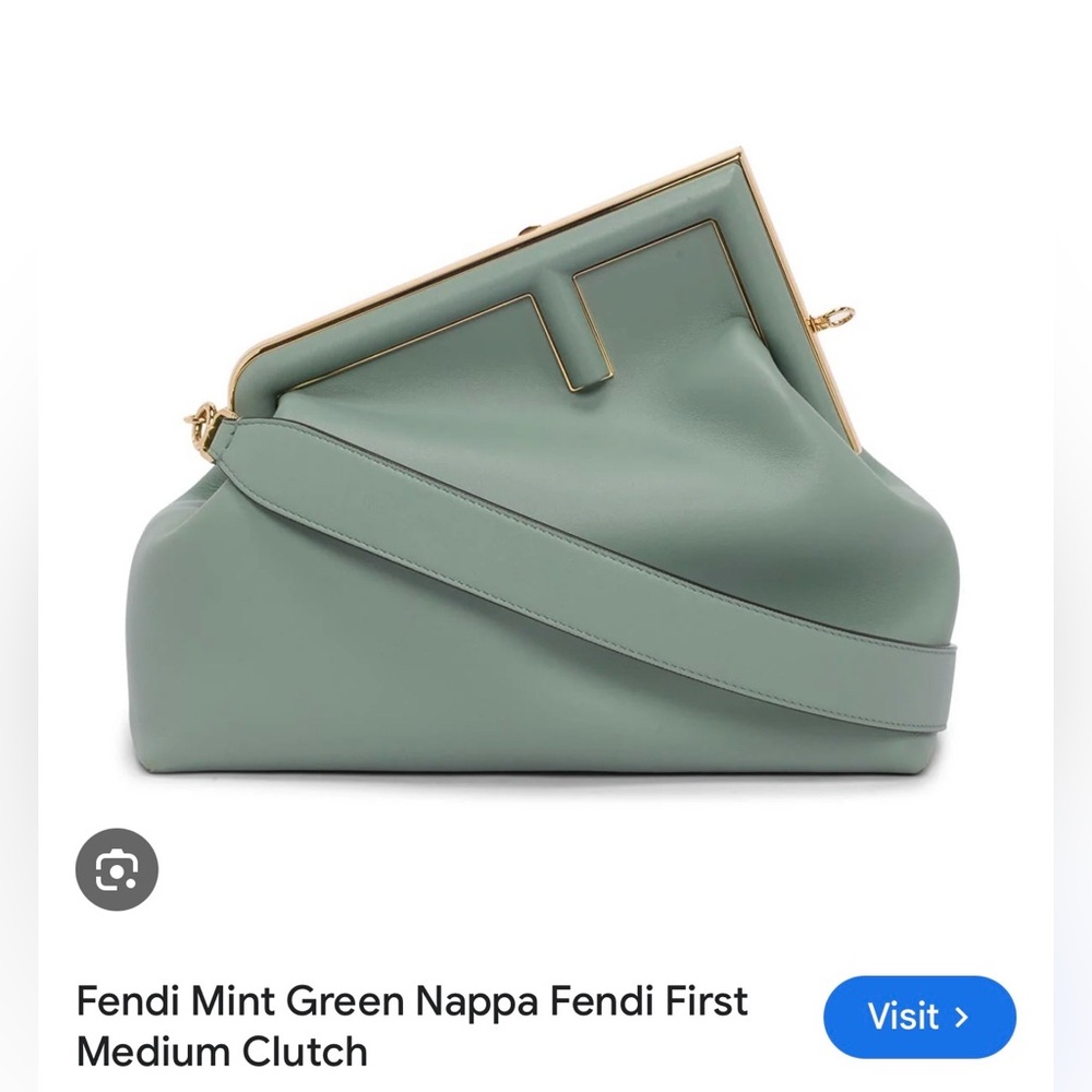 Fendi Mint Green Nappa Shoulder Bag with Gold-Tone Frame